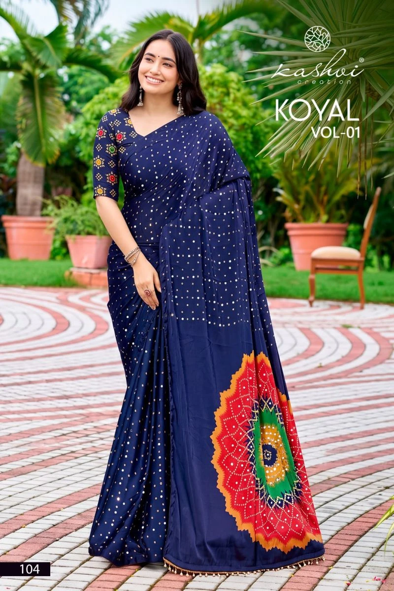 Kashvi Koyal Vol 1 Japan Satin Mirror Work Saree Collection 9