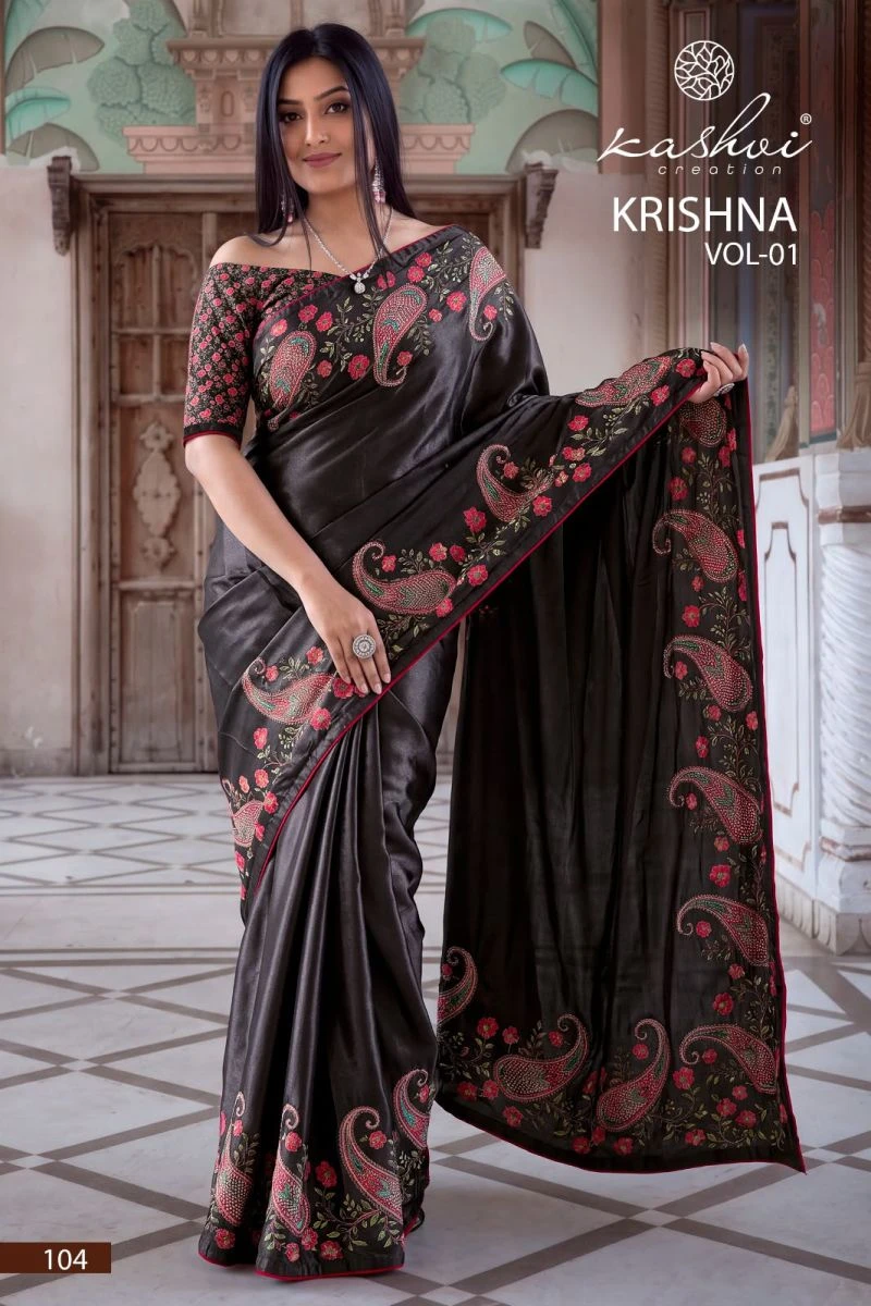 Kashvi Krishna Vol 1 Chocolate Digital Printed Saree Collection 2