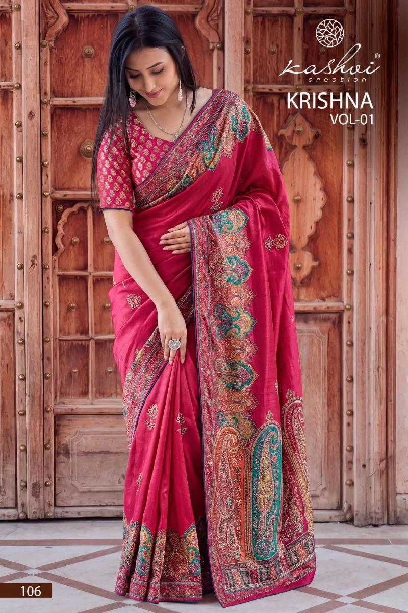 Kashvi Krishna Vol 1 Chocolate Digital Printed Saree Collection 7