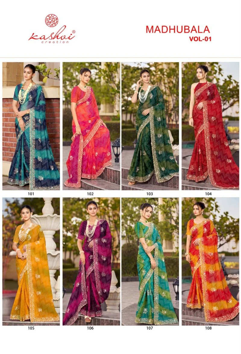 Kashvi Madhubala Vol 1 Chiffon With Embroidery And Swarovski Work Saree 10