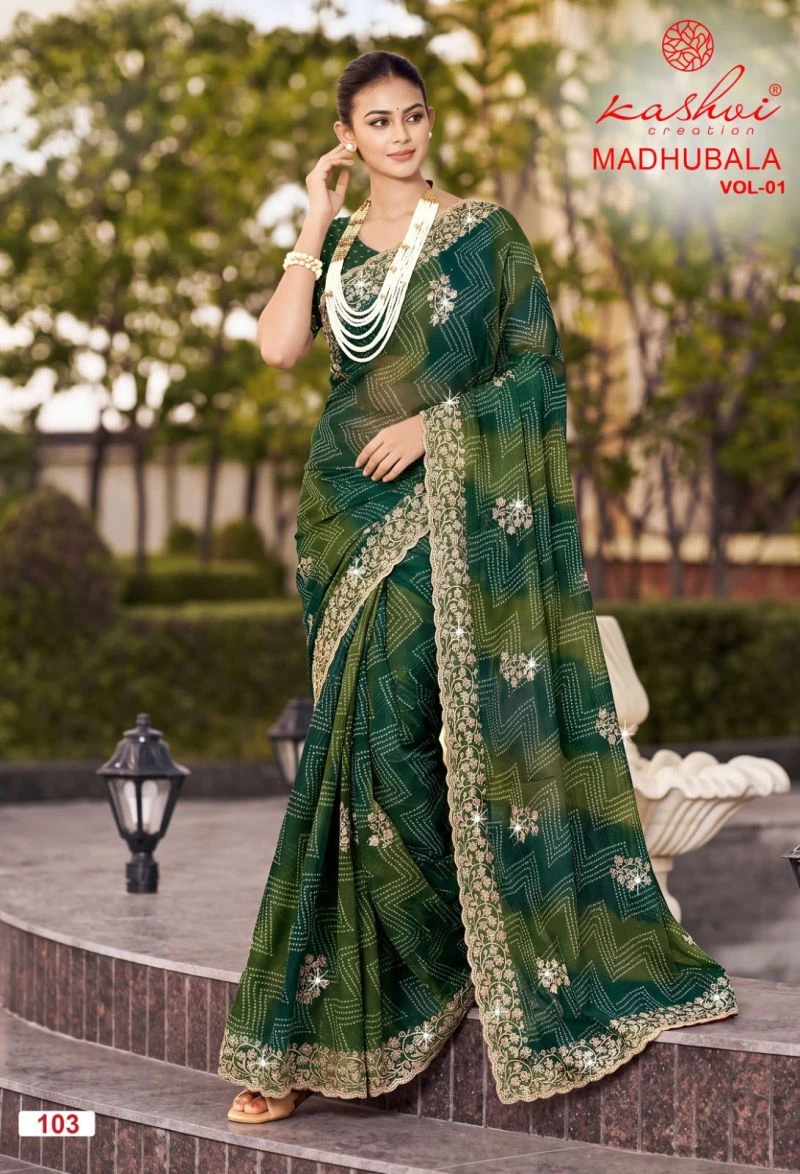 Kashvi Madhubala Vol 1 Chiffon With Embroidery And Swarovski Work Saree 2