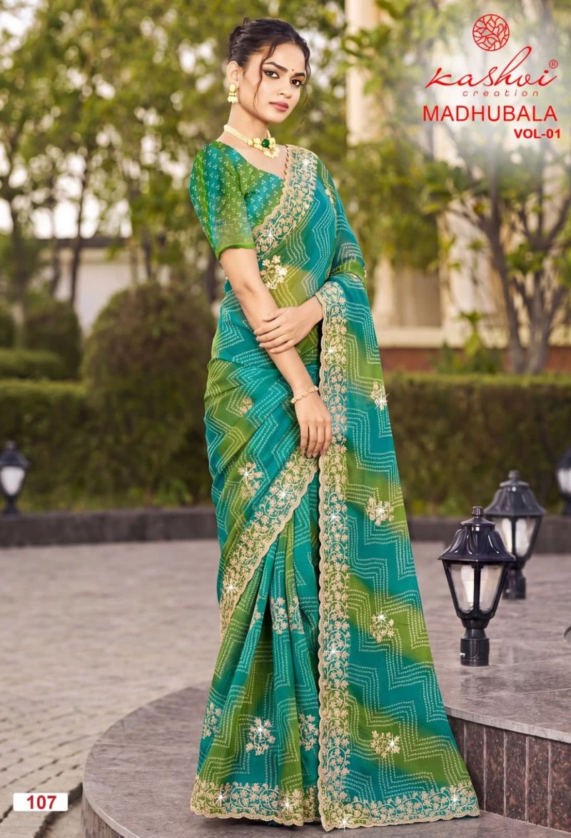 Kashvi Madhubala Vol 1 Chiffon With Embroidery And Swarovski Work Saree 4