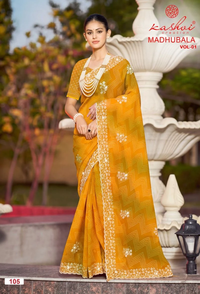 Kashvi Madhubala Vol 1 Chiffon With Embroidery And Swarovski Work Saree 8