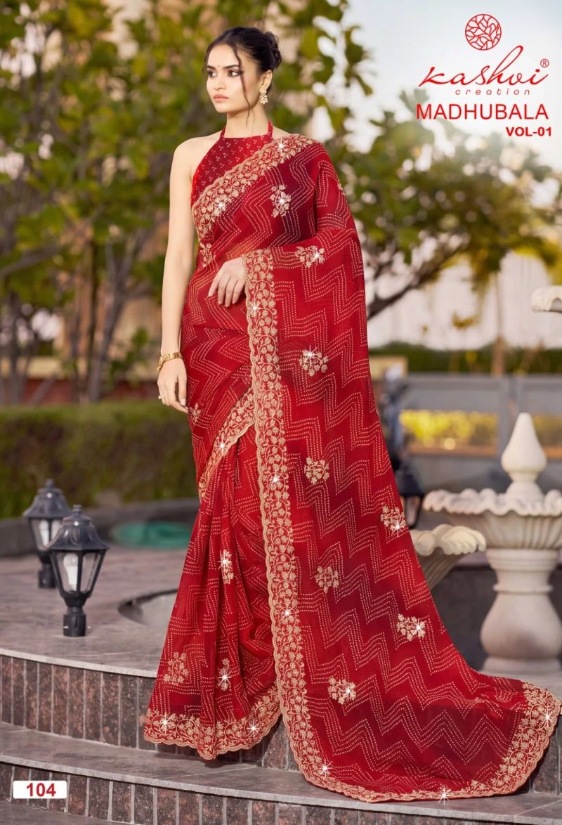 Kashvi Madhubala Vol 1 Chiffon With Embroidery And Swarovski Work Saree 9