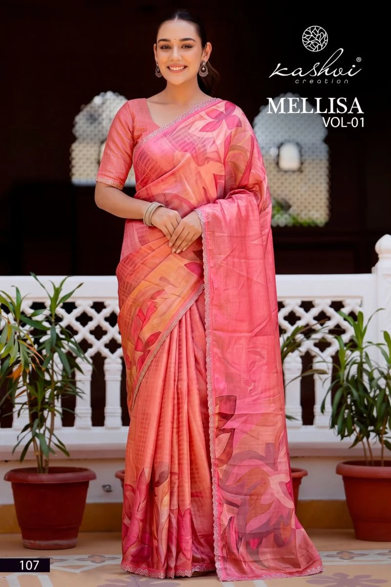 Kashvi Mellisa Vol 1 Viscose Satin Digital Print With Swarovski Work Saree Collection 4