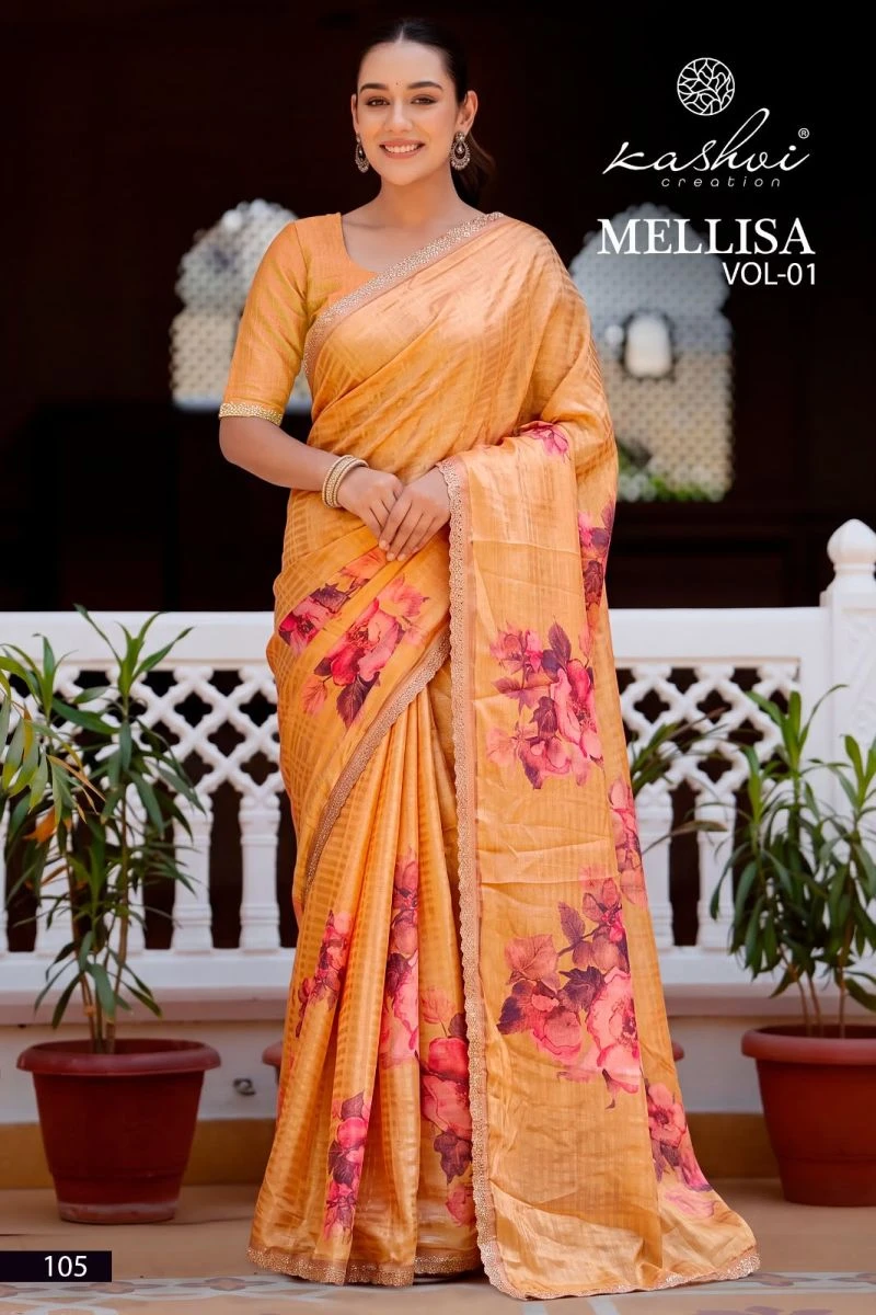Kashvi Mellisa Vol 1 Viscose Satin Digital Print With Swarovski Work Saree Collection 6