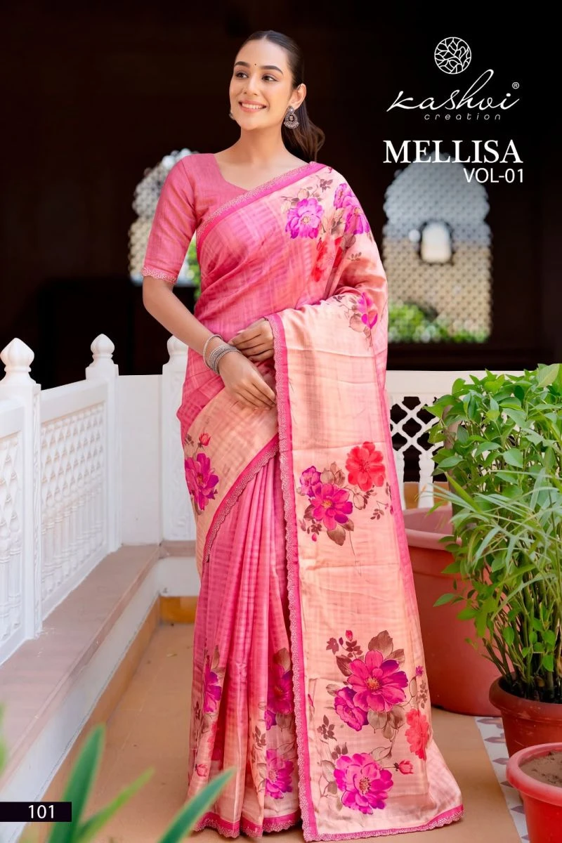Kashvi Mellisa Vol 1 Viscose Satin Digital Print With Swarovski Work Saree Collection 9