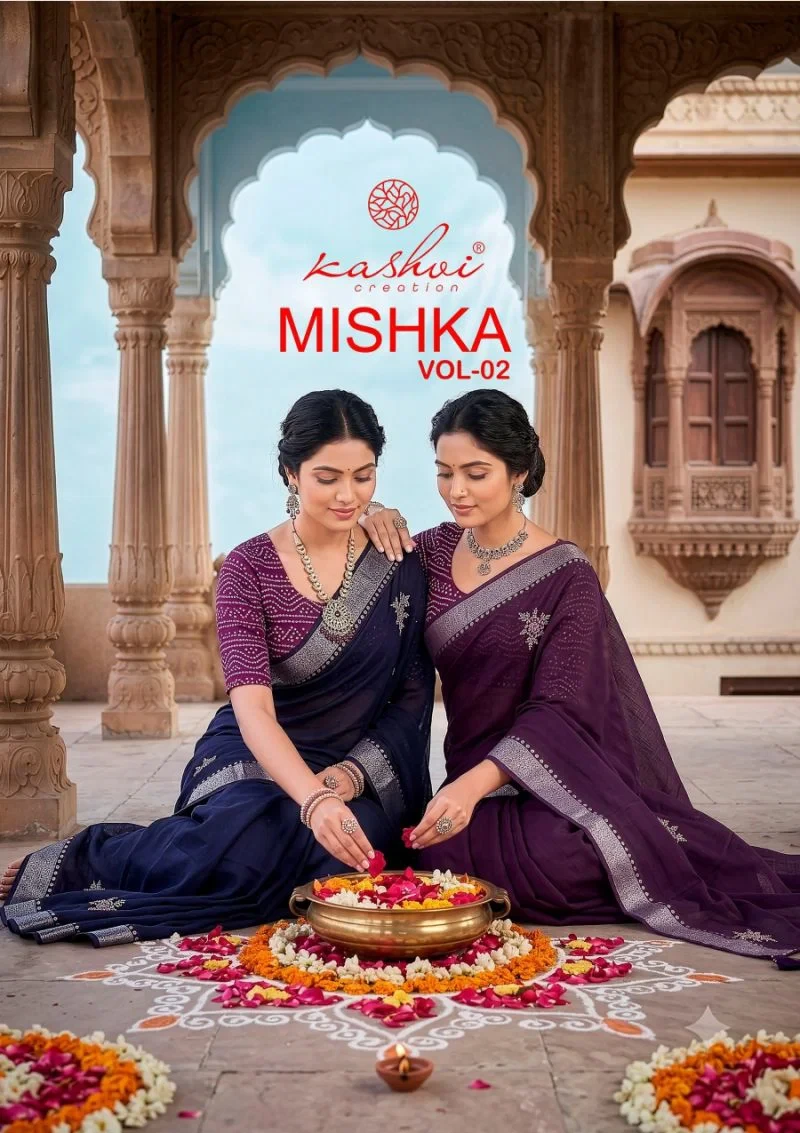Kashvi Mishka Vol 2 Linen Silk With Diamond Work Saree