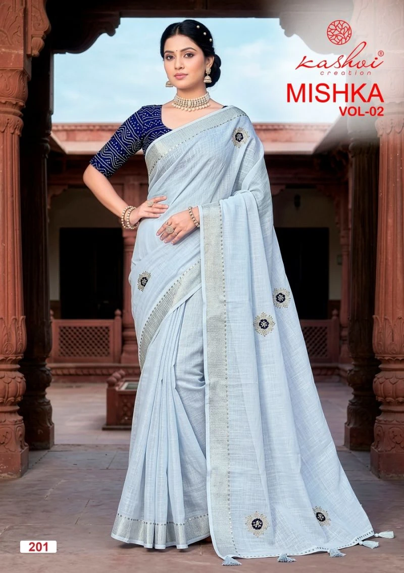Kashvi Mishka Vol 2 Linen Silk With Diamond Work Saree 2
