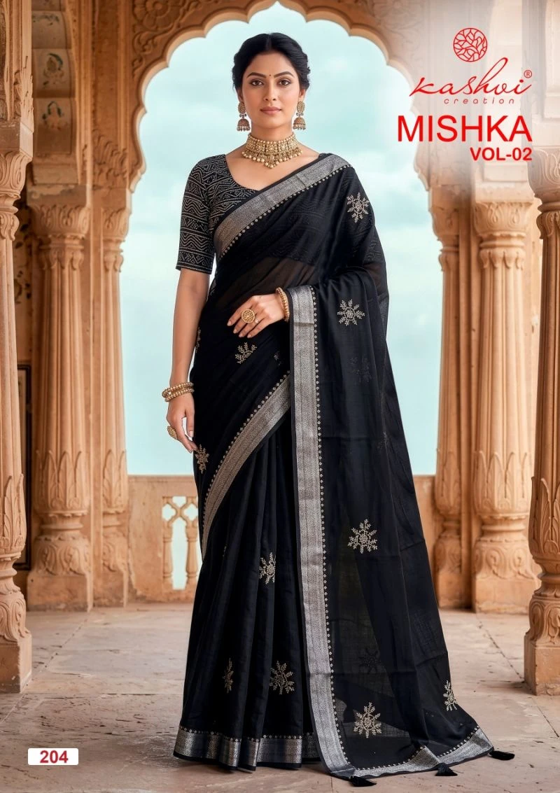 Kashvi Mishka Vol 2 Linen Silk With Diamond Work Saree 3