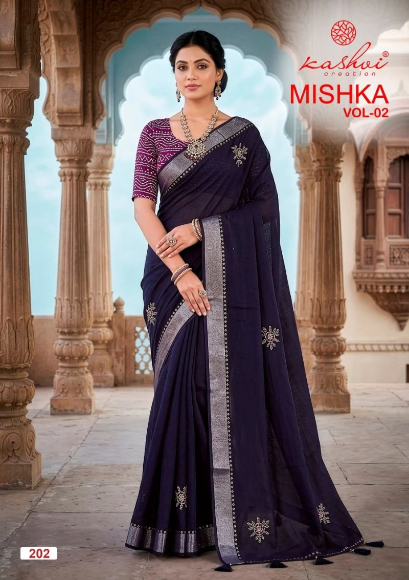 Kashvi Mishka Vol 2 Linen Silk With Diamond Work Saree 4