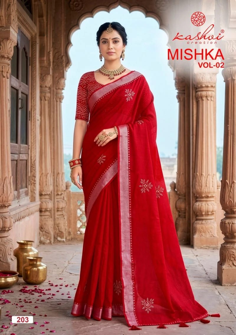 Kashvi Mishka Vol 2 Linen Silk With Diamond Work Saree 5