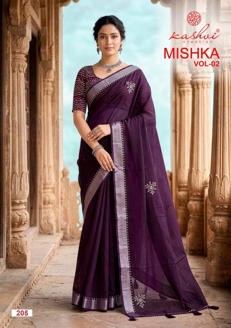 Kashvi Mishka Vol 2 Linen Silk With Diamond Work Saree 6
