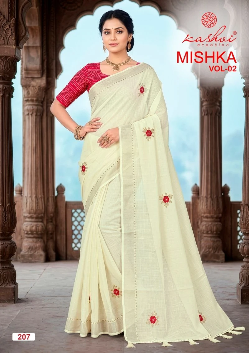 Kashvi Mishka Vol 2 Linen Silk With Diamond Work Saree 7