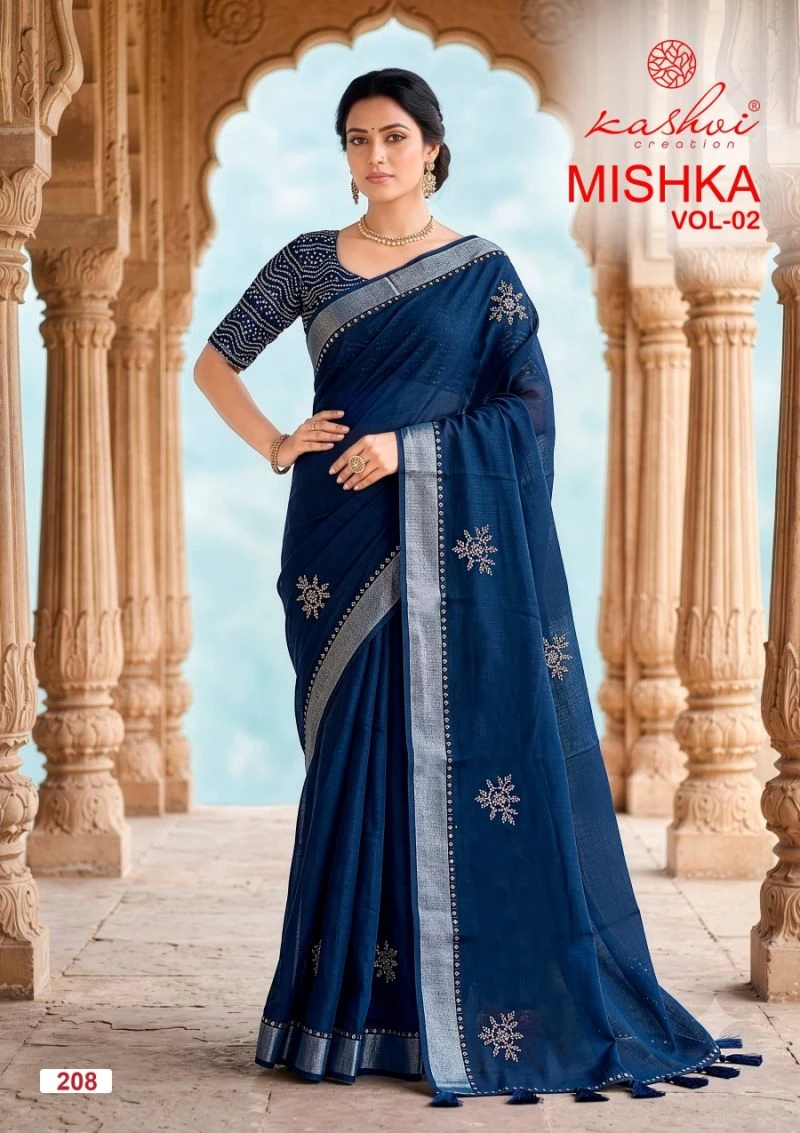 Kashvi Mishka Vol 2 Linen Silk With Diamond Work Saree 8
