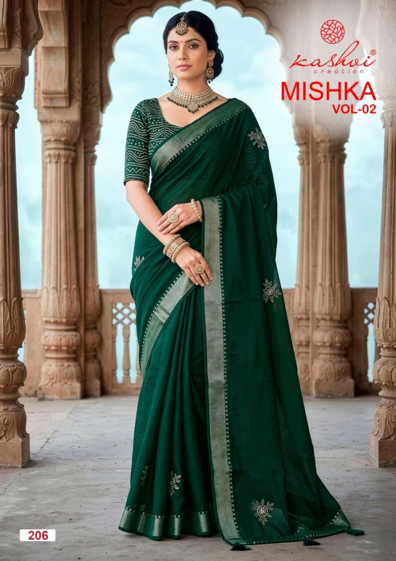 Kashvi Mishka Vol 2 Linen Silk With Diamond Work Saree 9