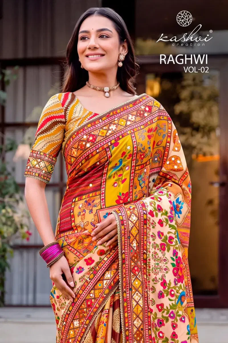 Kashvi Raghwi Vol 2 Chinon Digital Print Beads Work Saree Collection