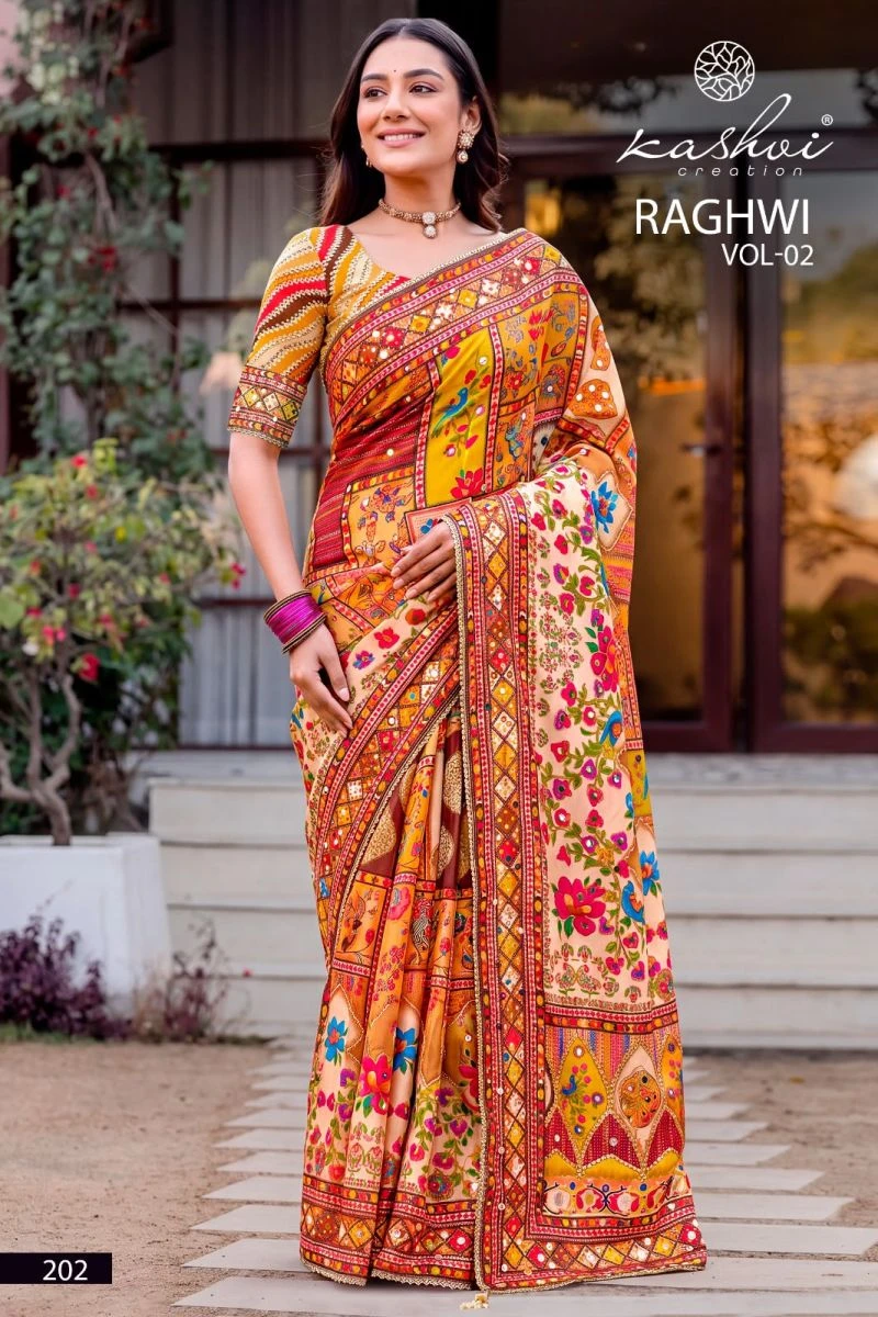 Kashvi Raghwi Vol 2 Chinon Digital Print Beads Work Saree Collection 2