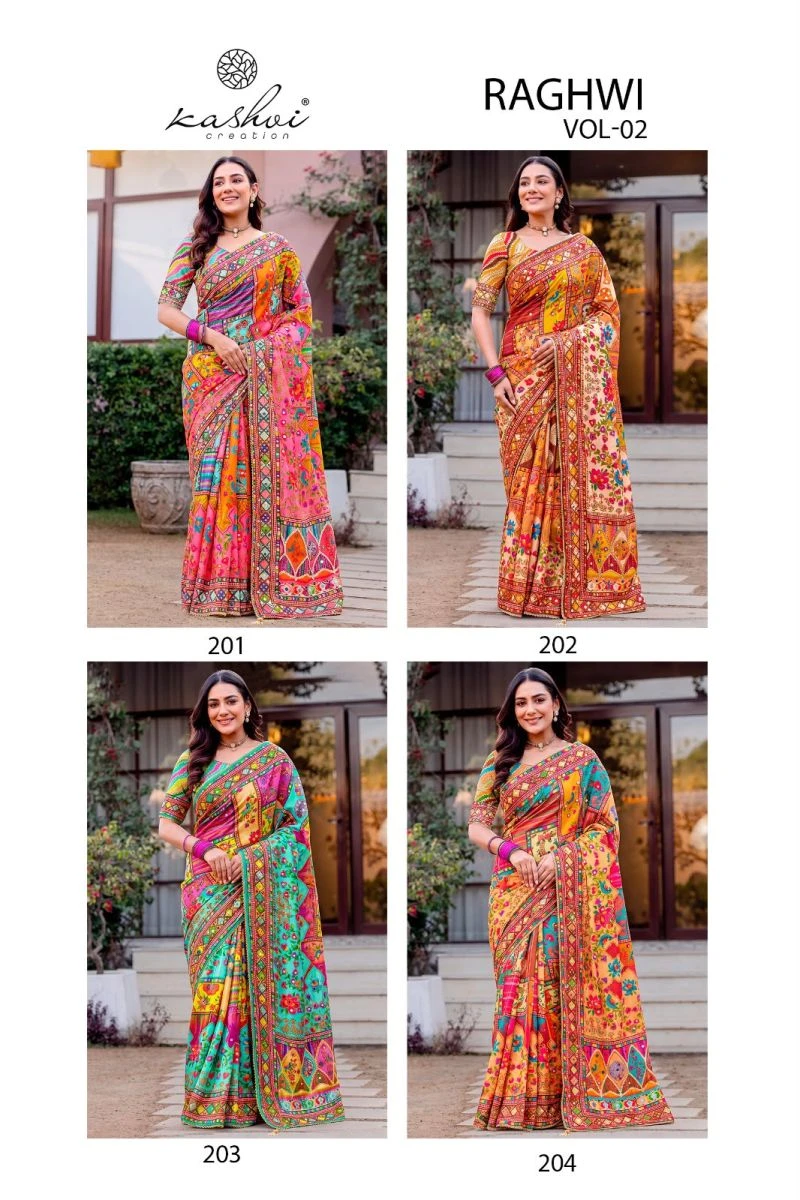 Kashvi Raghwi Vol 2 Chinon Digital Print Beads Work Saree Collection 6