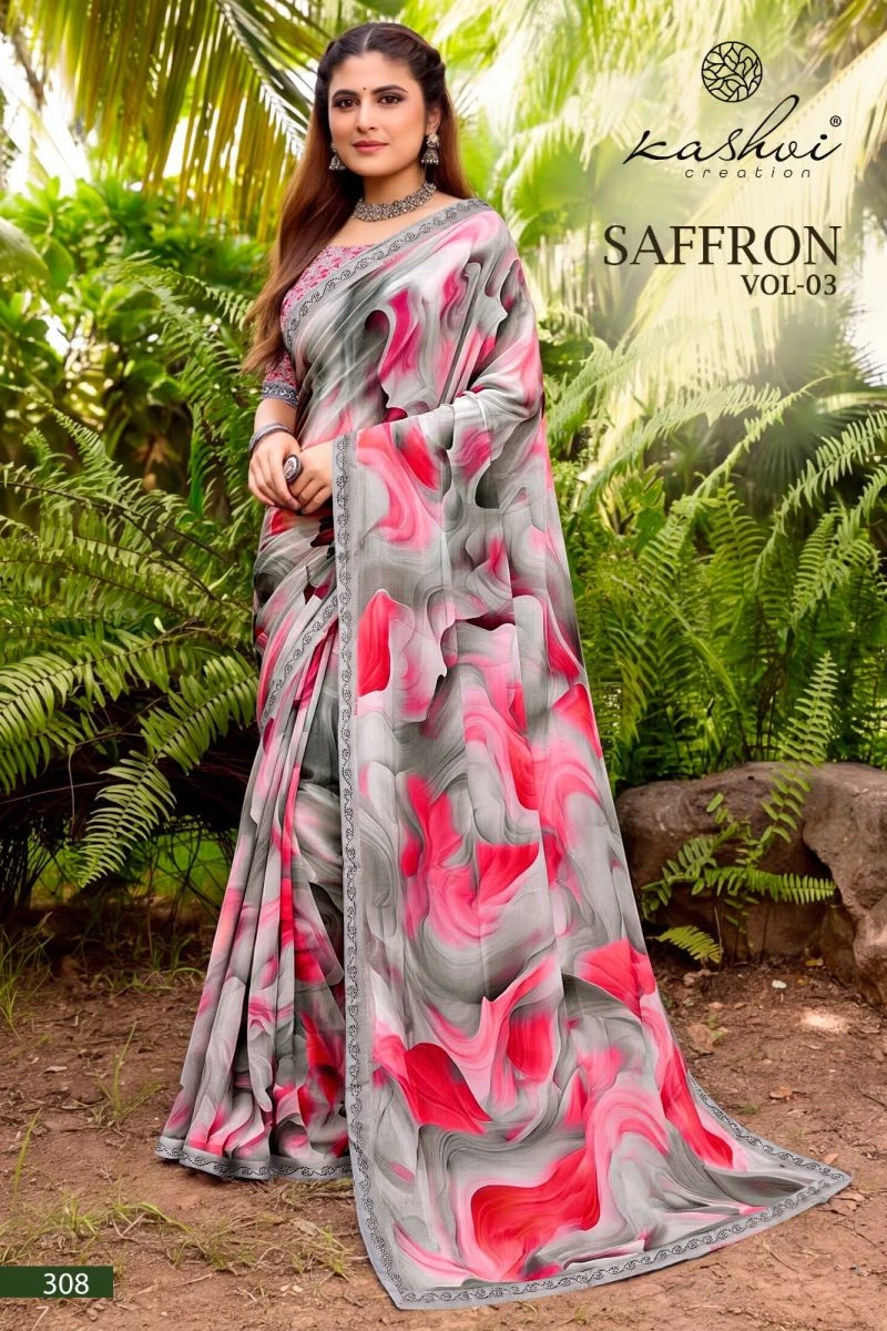 Kashvi Saffron Vol 3 Raga Weightless Swarovski Work Saree Collection 6