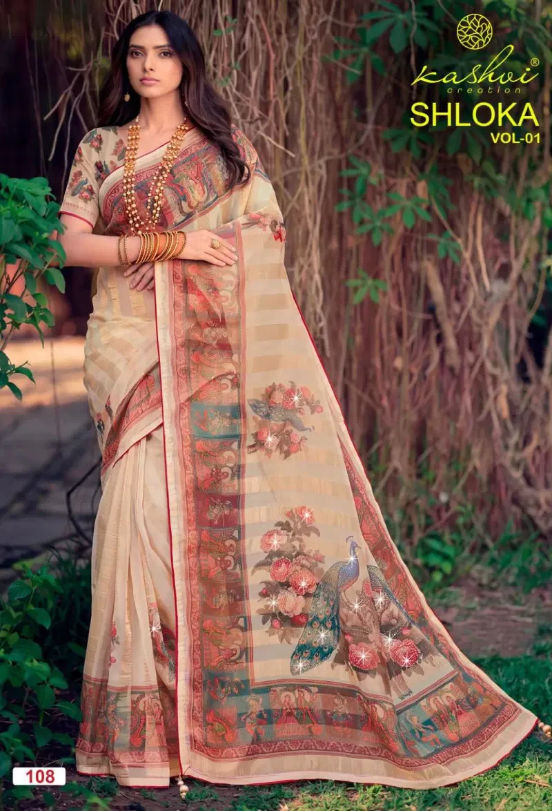 Kashvi Shloka Vol 1 Chiffon Viscose With Saroski Worked Saree
