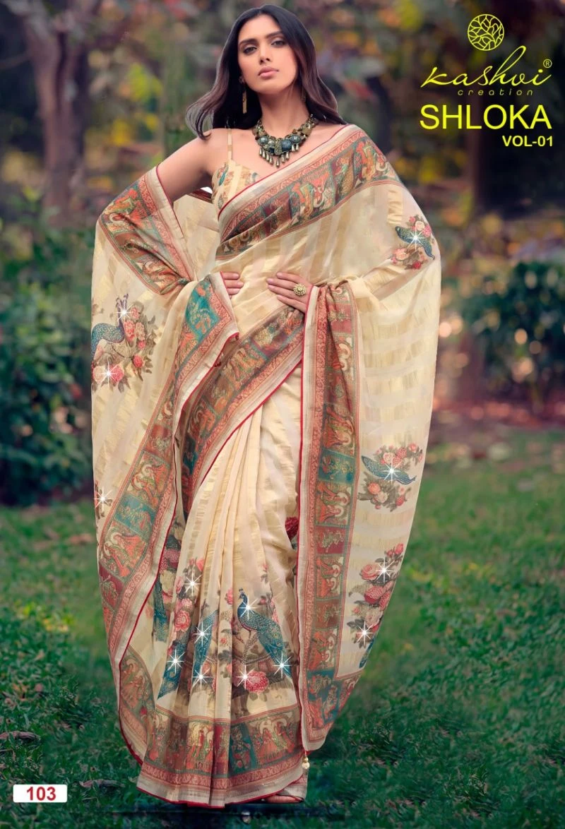 Kashvi Shloka Vol 1 Chiffon Viscose With Saroski Worked Saree 4