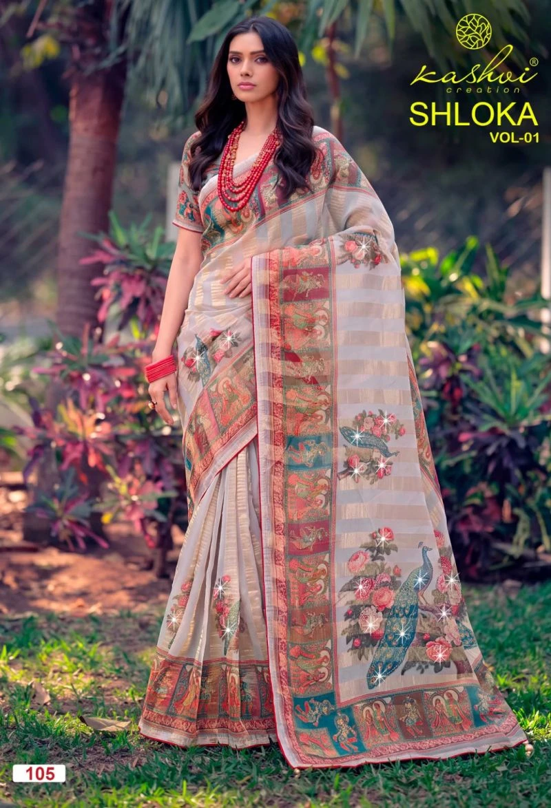 Kashvi Shloka Vol 1 Chiffon Viscose With Saroski Worked Saree 5