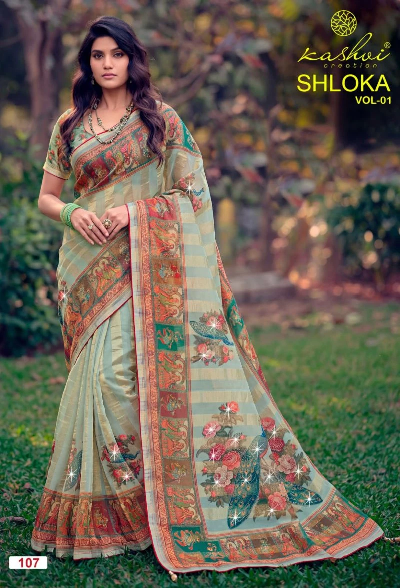 Kashvi Shloka Vol 1 Chiffon Viscose With Saroski Worked Saree 9