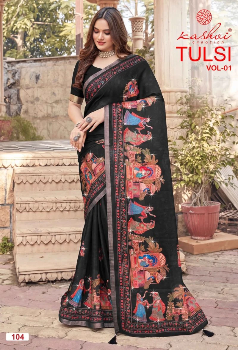 Kashvi Tulsi Vol 1 Dull Moss Kesab Border Festival Wear Saree Collection 6