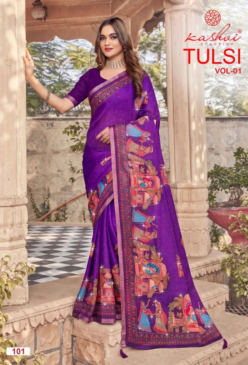 Kashvi Tulsi Vol 1 Dull Moss Kesab Border Festival Wear Saree Collection 7
