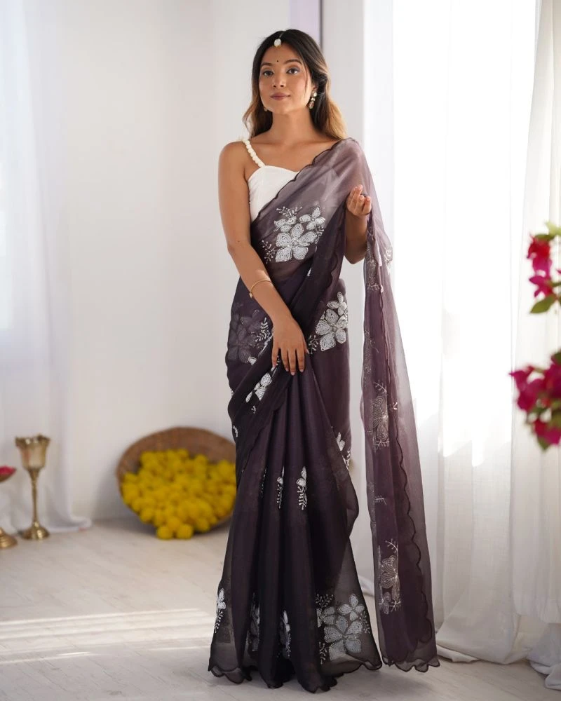 Kc 831 Jimmy Choo Sequence Worked Saree Collection 3