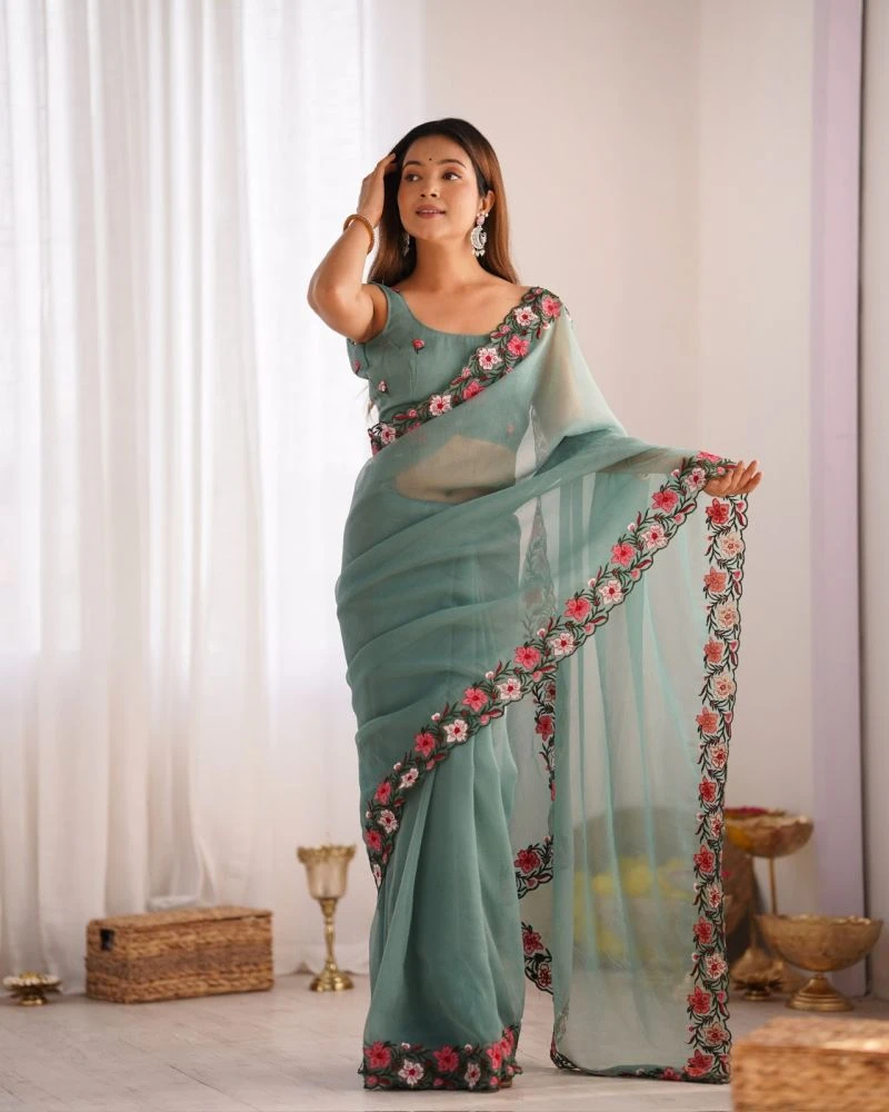 Kc 844 Candy Crush Embroidery Thread Worked Saree Collection 5