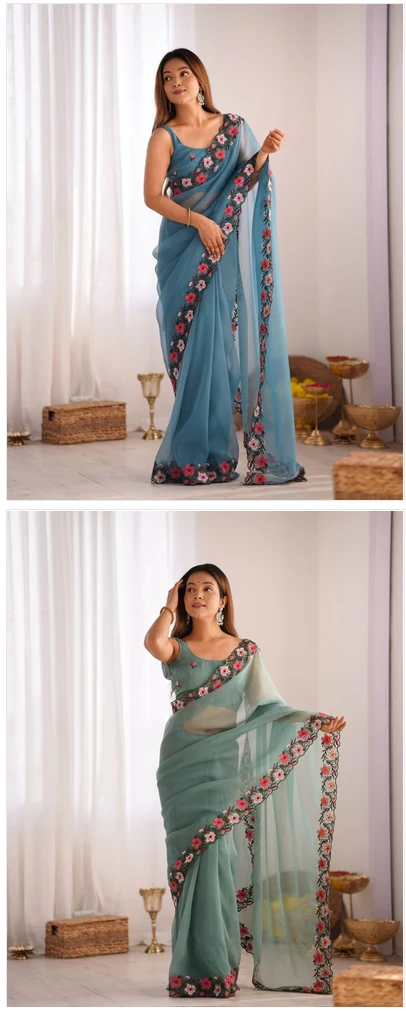 Kc 844 Candy Crush Embroidery Thread Worked Saree Collection 6