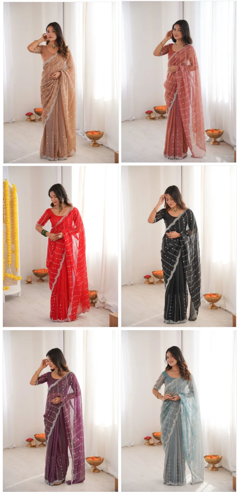Kc 939 Twill Net Two Tone Sequence Worked Designer Saree 6