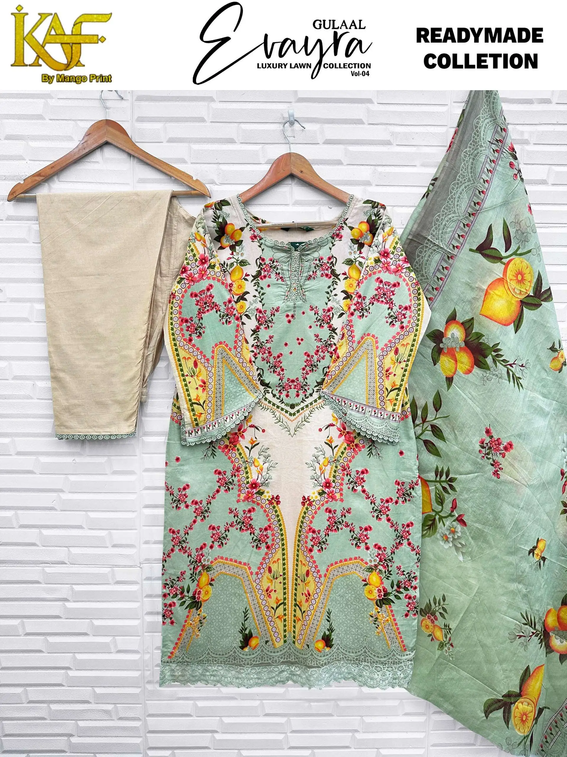 Keval Fab Evayra Gulaal Luxury Lawn Ready Made Collection Vol 4 - Readymade Dress