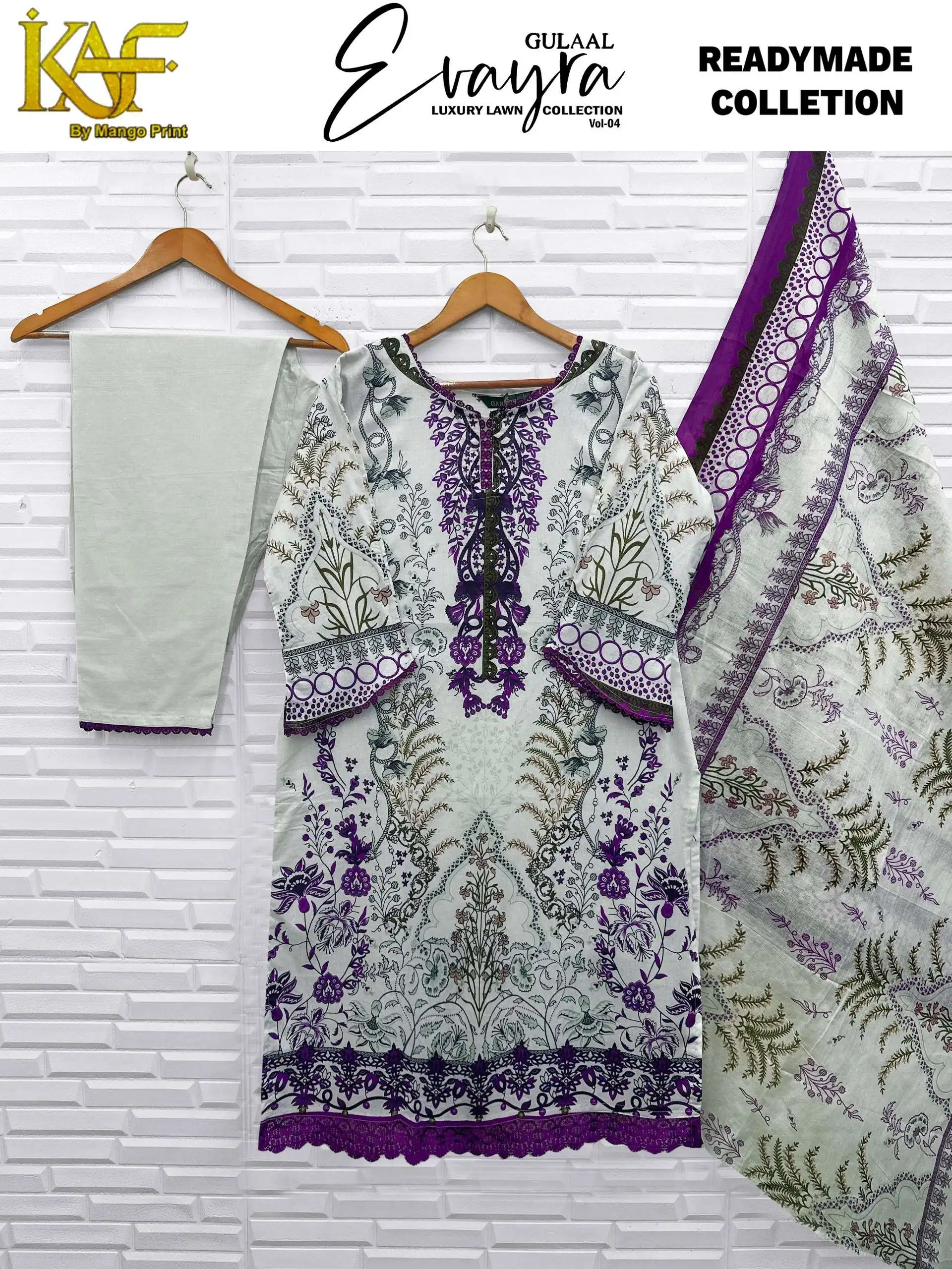 Keval Fab Evayra Gulaal Luxury Lawn Ready Made Collection Vol 4 - Readymade Dress 2