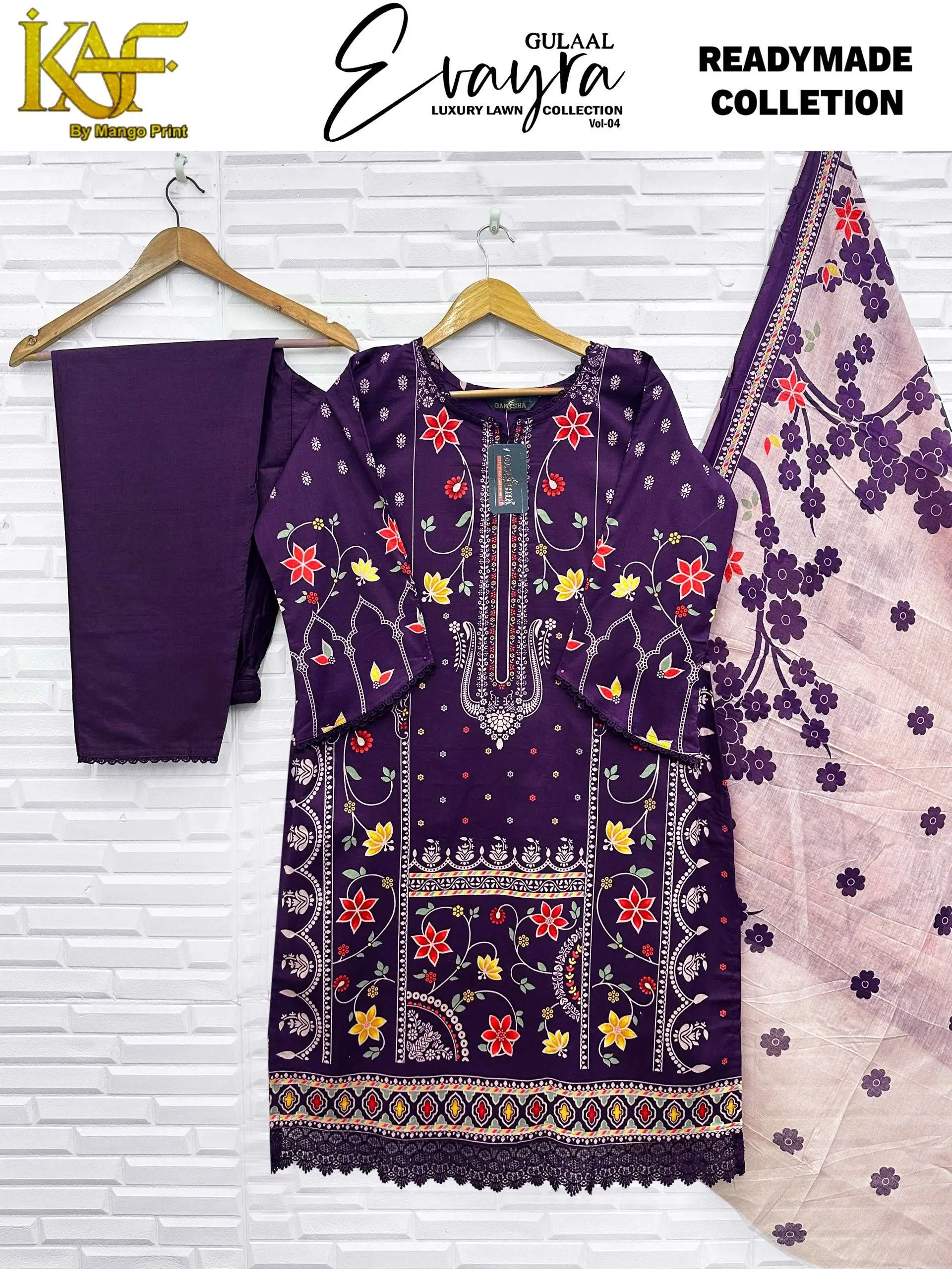 Keval Fab Evayra Gulaal Luxury Lawn Ready Made Collection Vol 4 - Readymade Dress 3