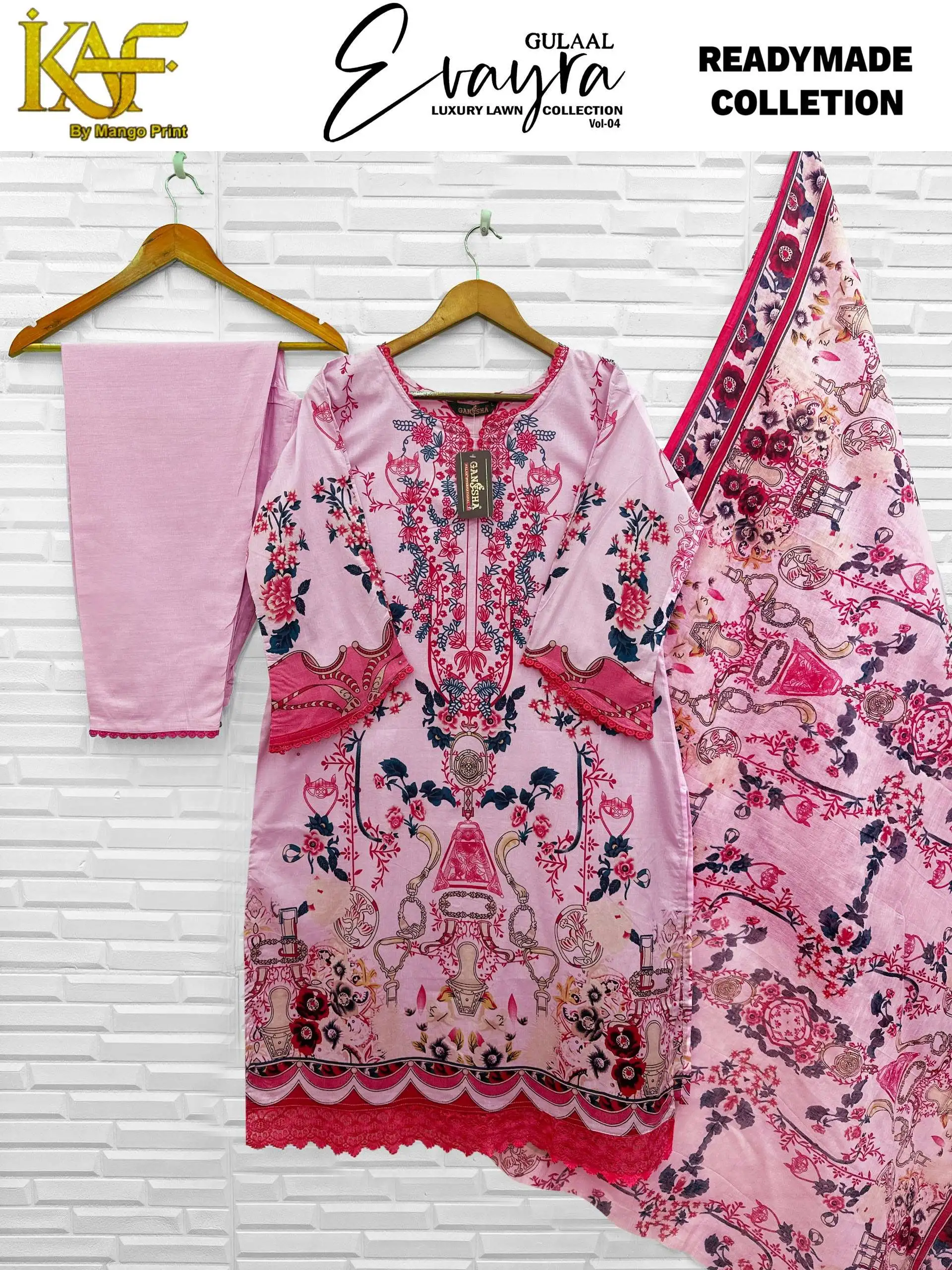 Keval Fab Evayra Gulaal Luxury Lawn Ready Made Collection Vol 4 - Readymade Dress 6