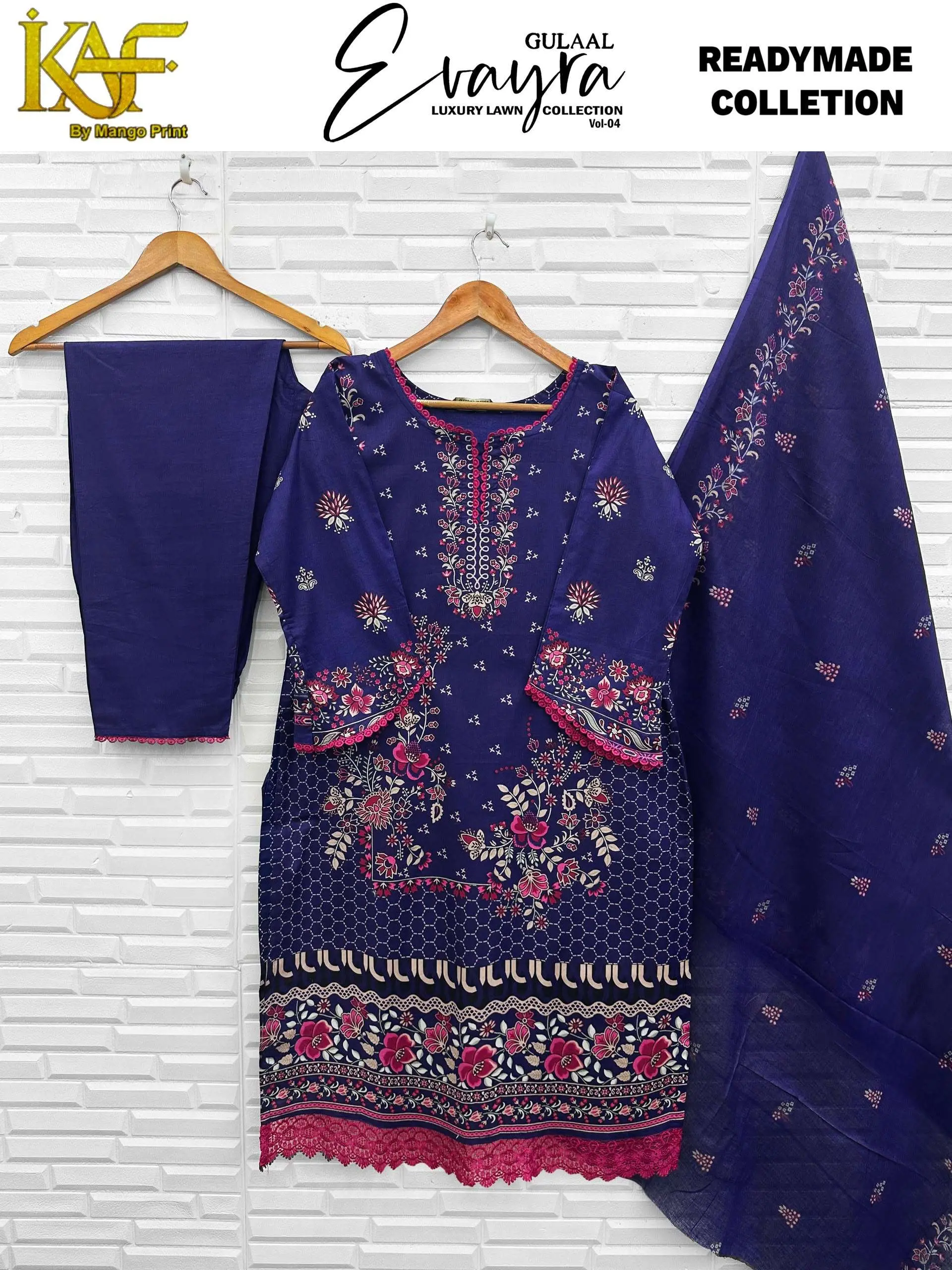 Keval Fab Evayra Gulaal Luxury Lawn Ready Made Collection Vol 4 - Readymade Dress 7