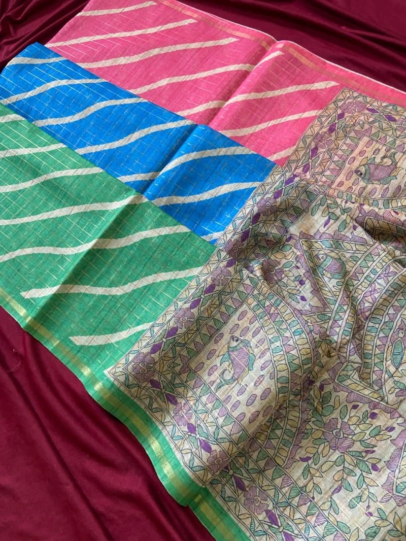 Kf Jemima Tussar Silk Madhubani Saree Collection 2