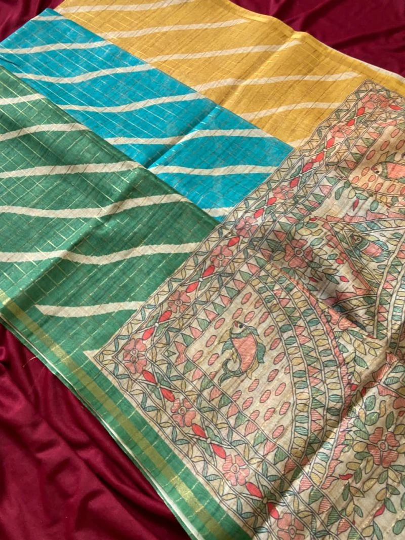 Kf Jemima Tussar Silk Madhubani Saree Collection 3