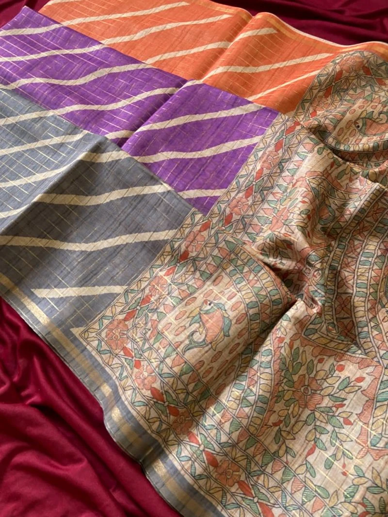 Kf Jemima Tussar Silk Madhubani Saree Collection 6