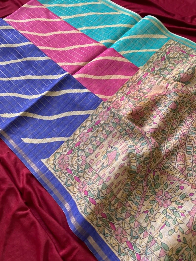 Kf Jemima Tussar Silk Madhubani Saree Collection 7