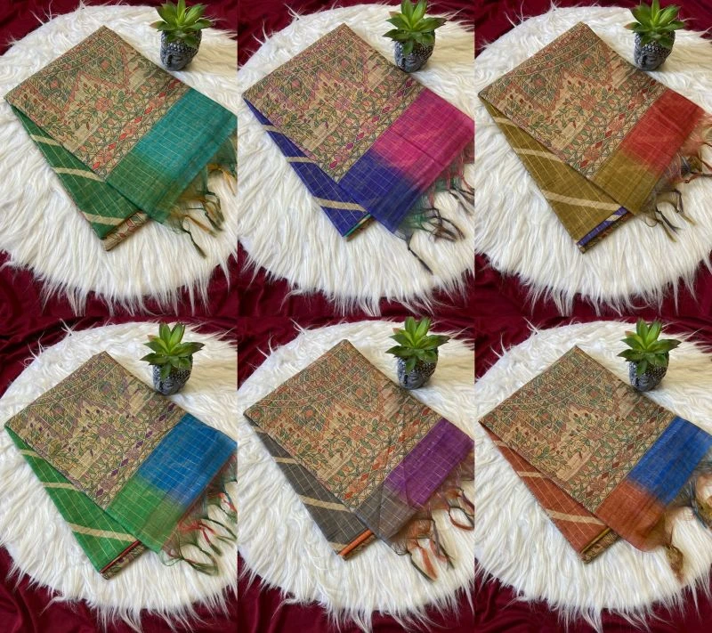 Kf Jemima Tussar Silk Madhubani Saree Collection 8