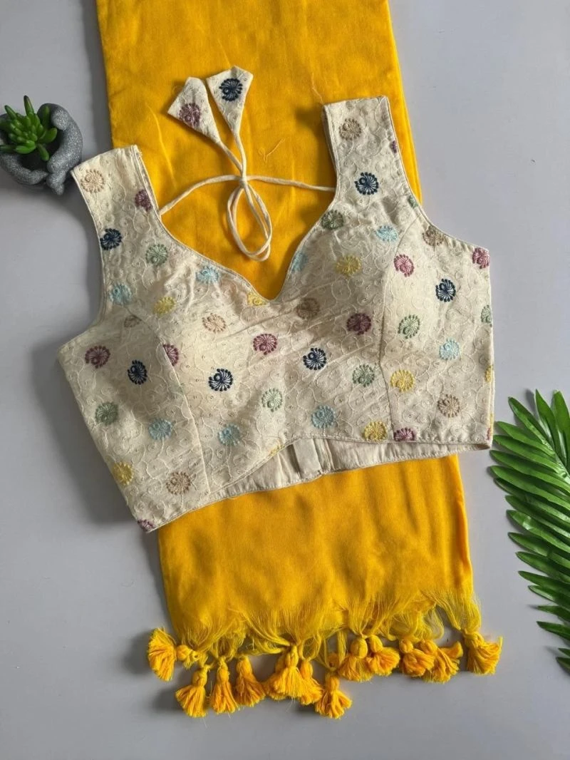 Khadi Hk 42 Vol 2 Khadi Cotton Saree With Embroidered Cotton Blouse 2