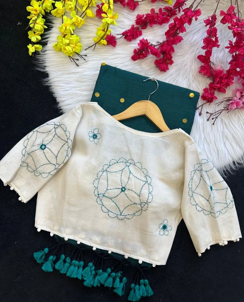 Khadi Vol 60 Khadi Cotton Saree With Cotton Embroidered Blouse Collection 12