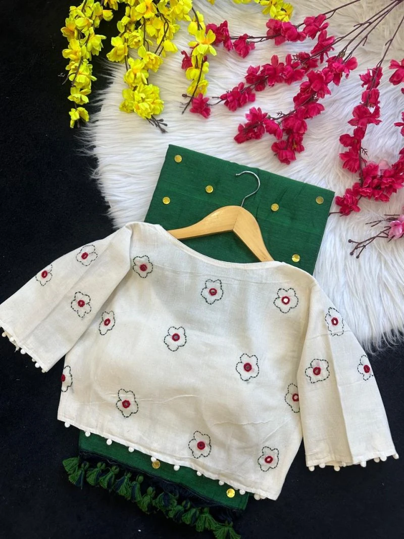 Khadi Vol 60 Khadi Cotton Saree With Cotton Embroidered Blouse Collection 9