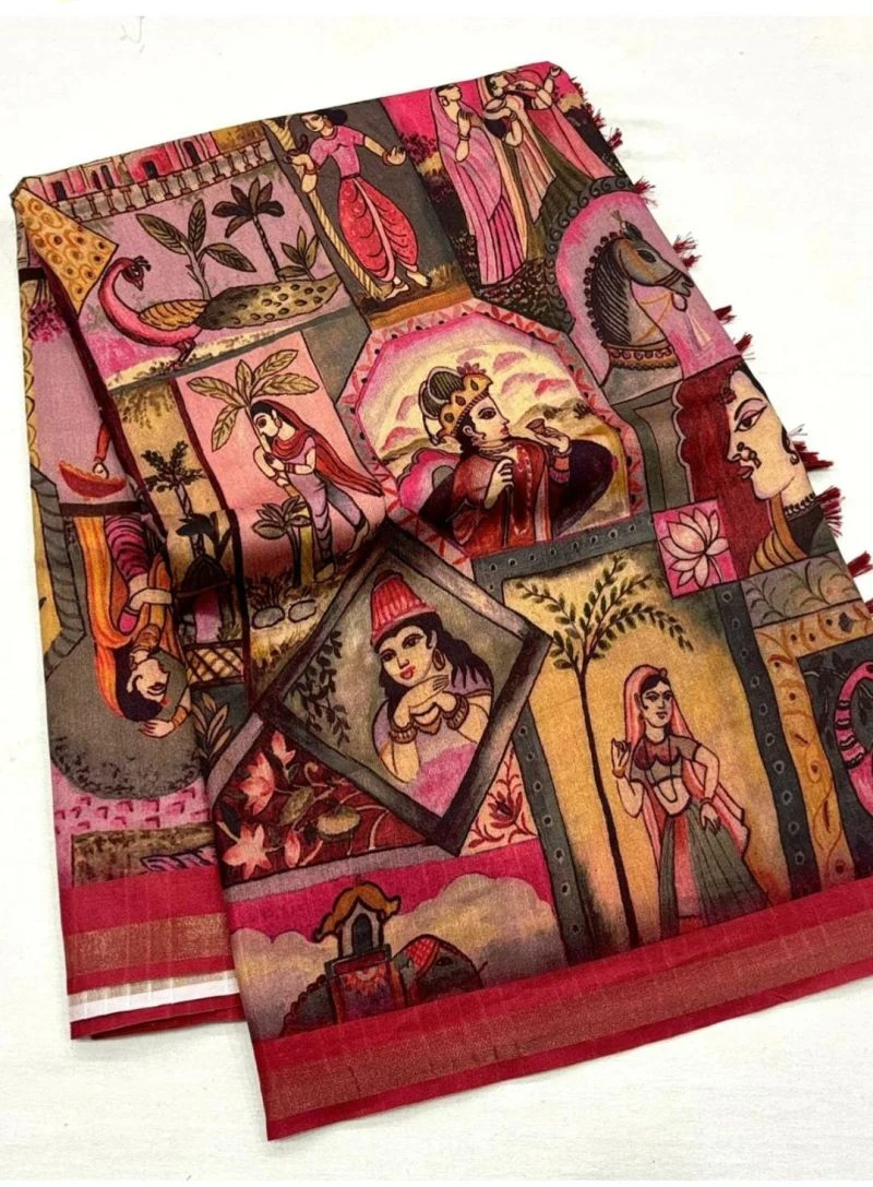 Kosova Print Vol 1 Tusser Silk Kalamkari Printed Saree 10