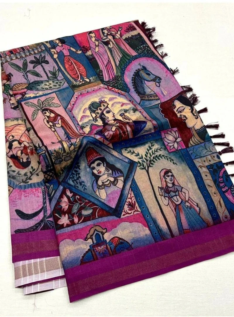 Kosova Print Vol 1 Tusser Silk Kalamkari Printed Saree 2