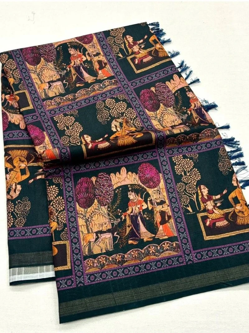 Kosova Print Vol 1 Tusser Silk Kalamkari Printed Saree 3